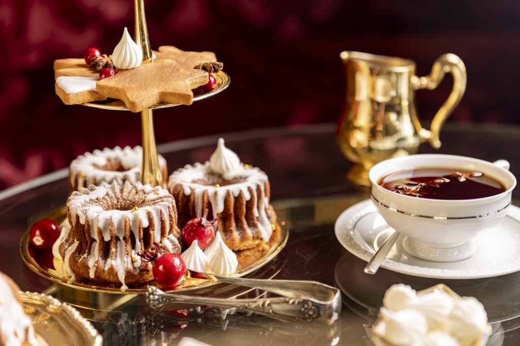 Italian tea cakes on a tiered stand at the Rome Cavalieri, a Waldorf Astoria hotel