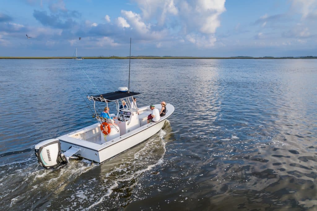 Fishing charter boat with chefs onboard competiting in the Omni Amelia Island Fish to Fork event.