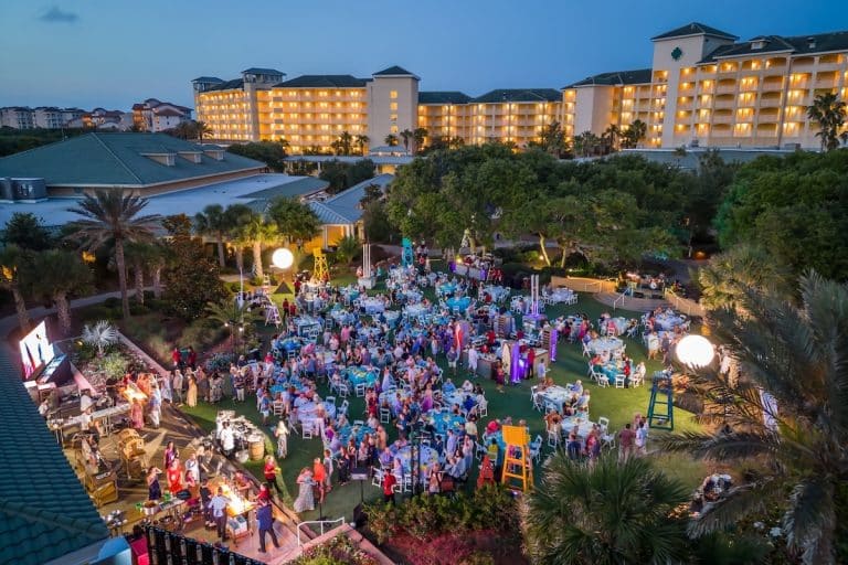 Aerial view of Omni Amelia Island Fish to Fork event